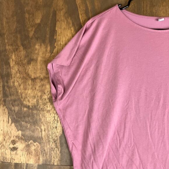 Uniqlo Womens Shirt Pink Drape Short Sleeve Seamless Boat Neck Modal Blend XL - Picture 4 of 12